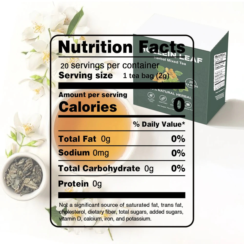 Breatheeasy™ Mullein Tea Bags – Lung Detox & Respiratory Support with Elderberry