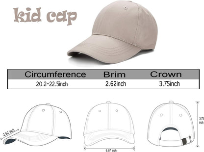 Baseball Cap for Kids-Adjustable Washed Cotton Golf Toddler Hat for Boys & Girls