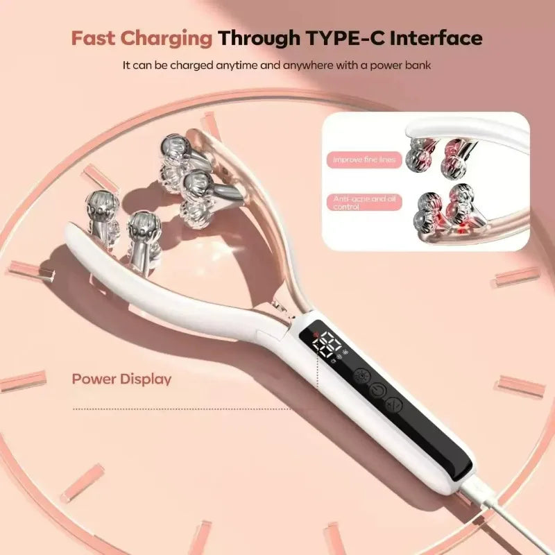 GlowLift™ Facial Massager – V-Shape Lifting Roller with Microcurrent & Red/Blue Light Therapy for Face & Neck