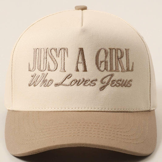 Just A Girl Who Loves Jesus Embroidered Two Tone Vintage Style Trucker Hat